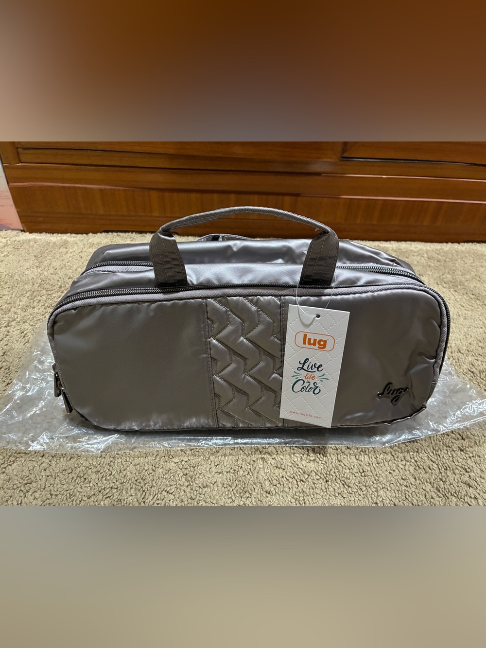 Lug FLATBED SLIM Heat Protectant Hair Tool Case Metallic Pearl NWT Travel